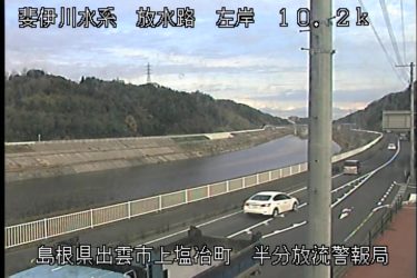 斐伊川放水路 半分放流警告局のライブカメラ|島根県出雲市のサムネイル