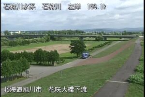 北海道旭川市 石狩川 花咲大橋下流左岸のライブカメラ