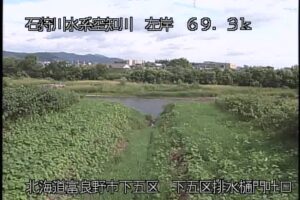 北海道富良野市 空知川 下五区排水樋門吐口のライブカメラ