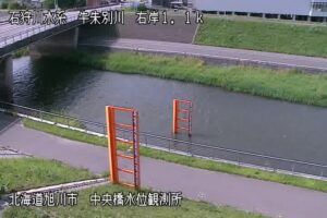 北海道旭川市 牛朱別川 中央橋水位観測所のライブカメラ